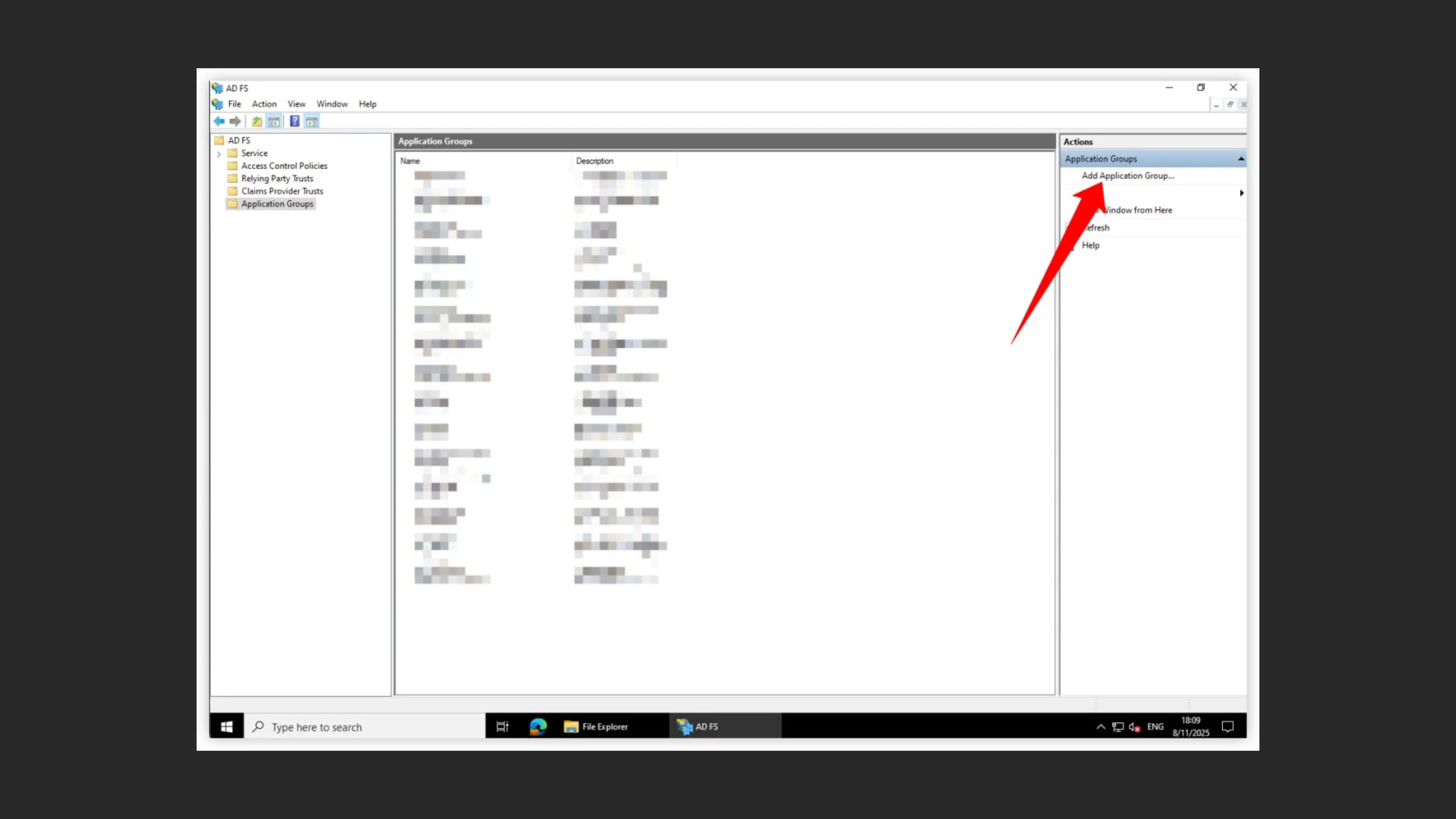 Создание Application Group в AD FS